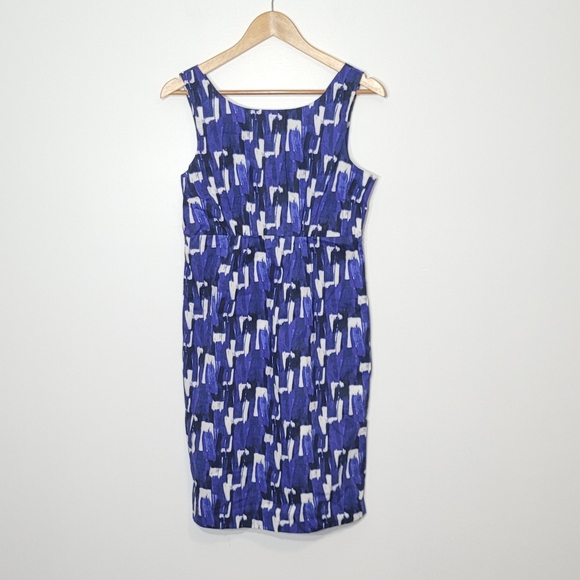 George Dresses & Skirts - Women's Blue Geometric Pattern Cotton Pockets Lightweight Sleeveless Zipper S
